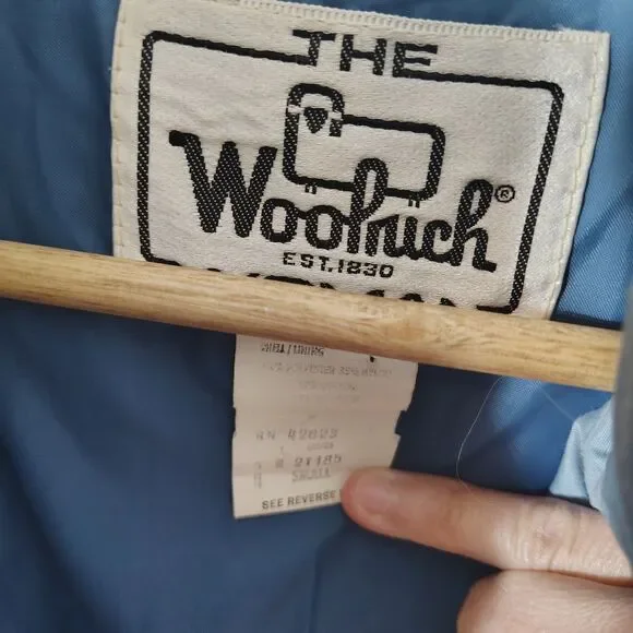 Woolrich Womens Down Coat Size Small Blue Puffer Toggle Vintage Long Jacket - Picture 9 of 12